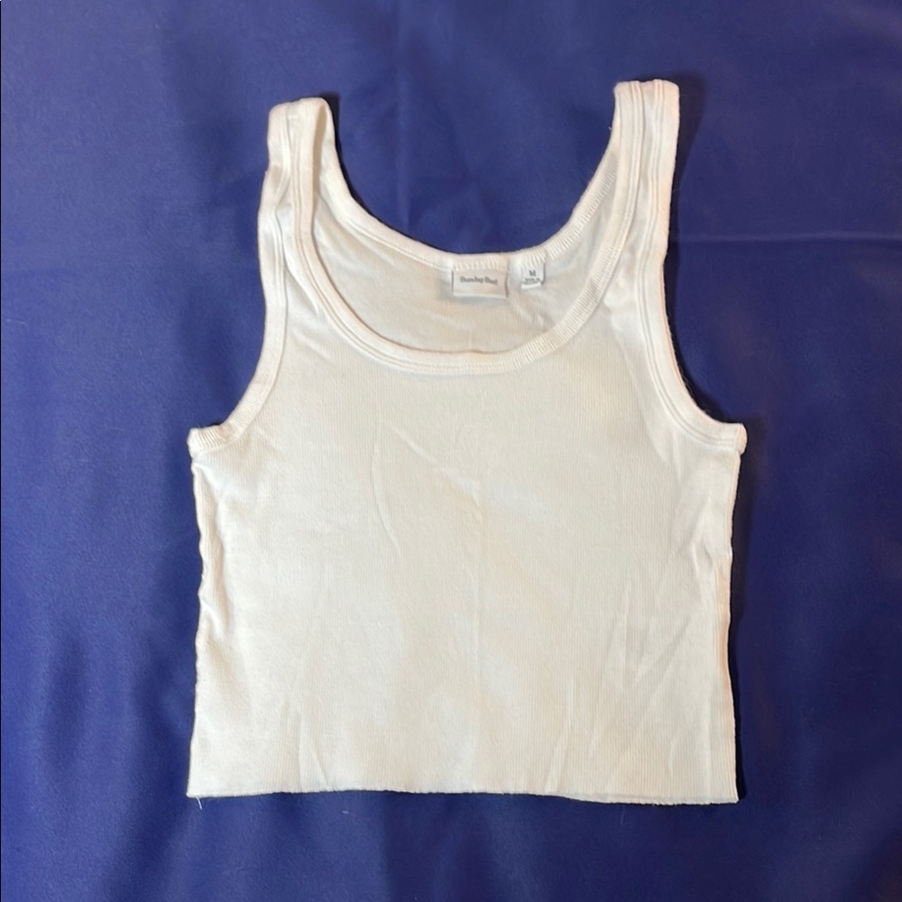 Sunday Best White Crop Fitted Tank Top